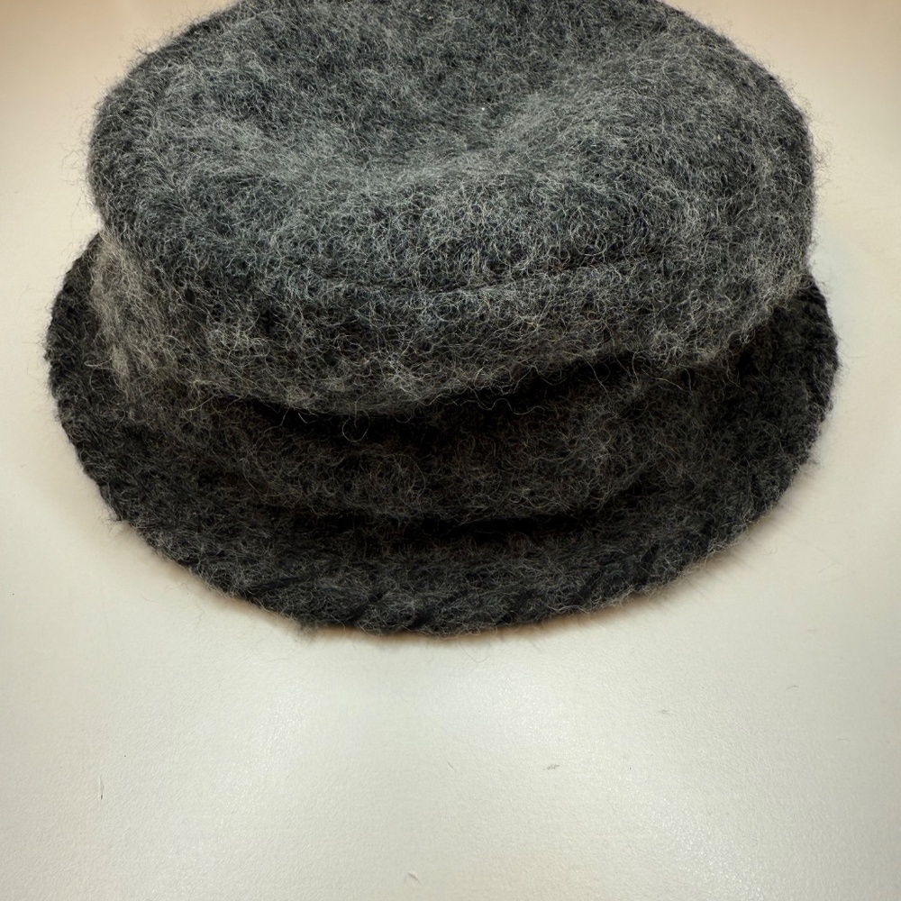 Adora Wool Blend Hat Deep Gray Threaded Flower Cl… - image 4